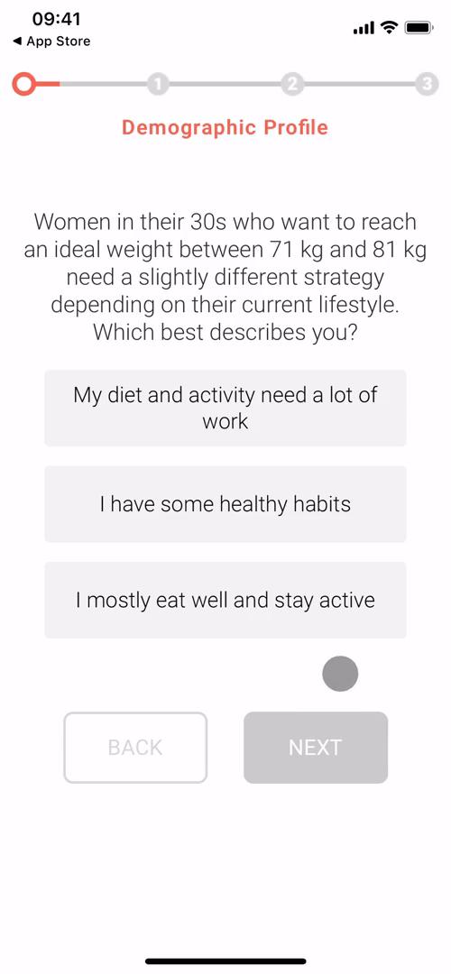 Noom survey question screenshot