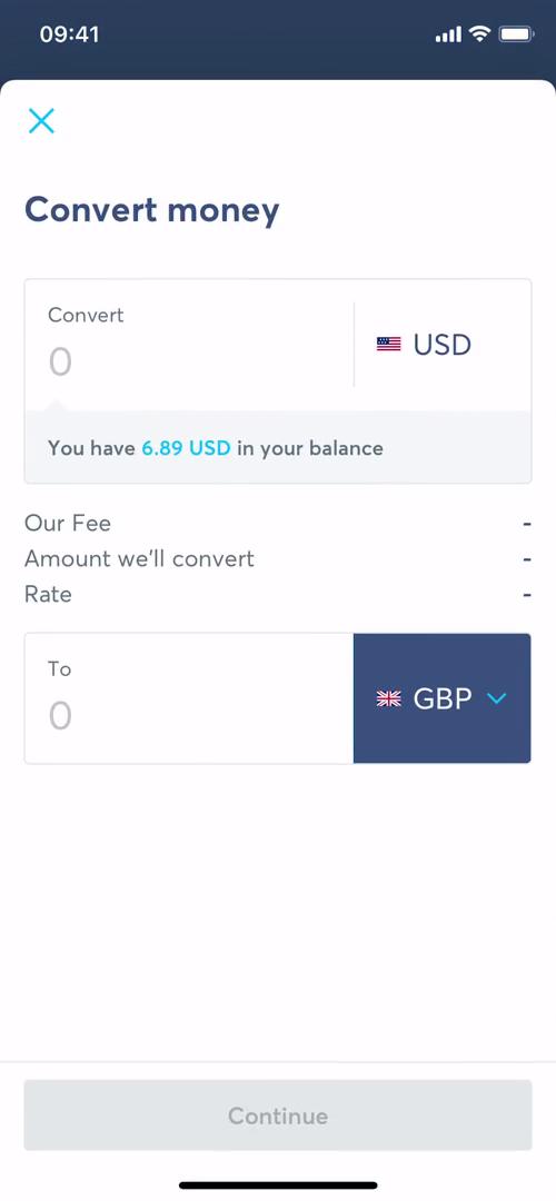 Converting currency screenshot