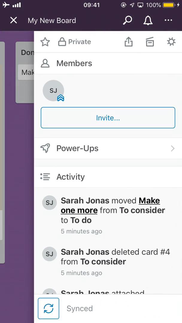 Screenshot of Settings on Inviting people on Trello user flow