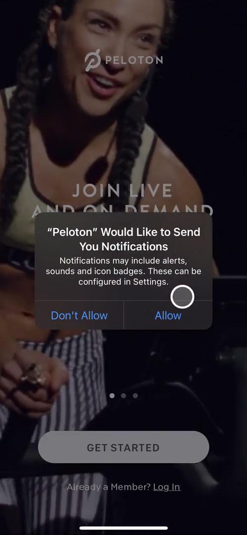 Peloton enable notifications screenshot