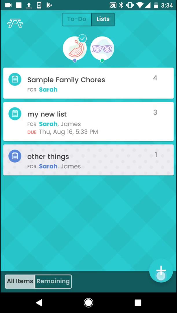 Tasks screenshot