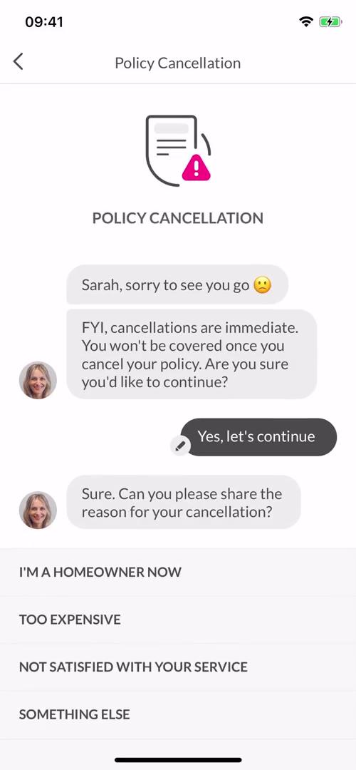 Cancelling your policy screenshot