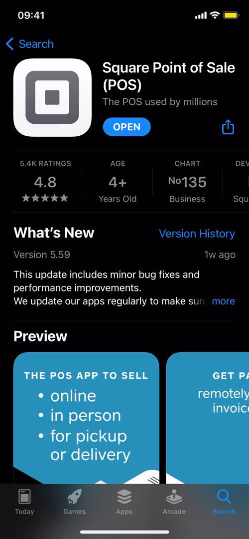 Square app store listing screenshot