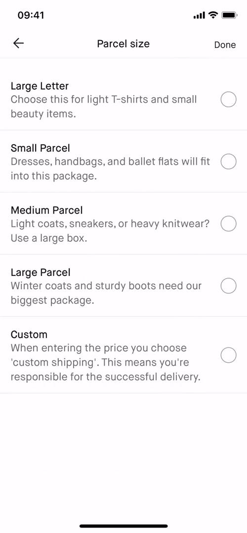 Listing a product screenshot