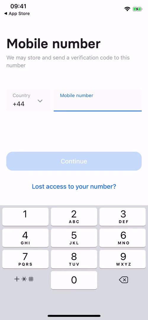 Revolut enter phone number screenshot