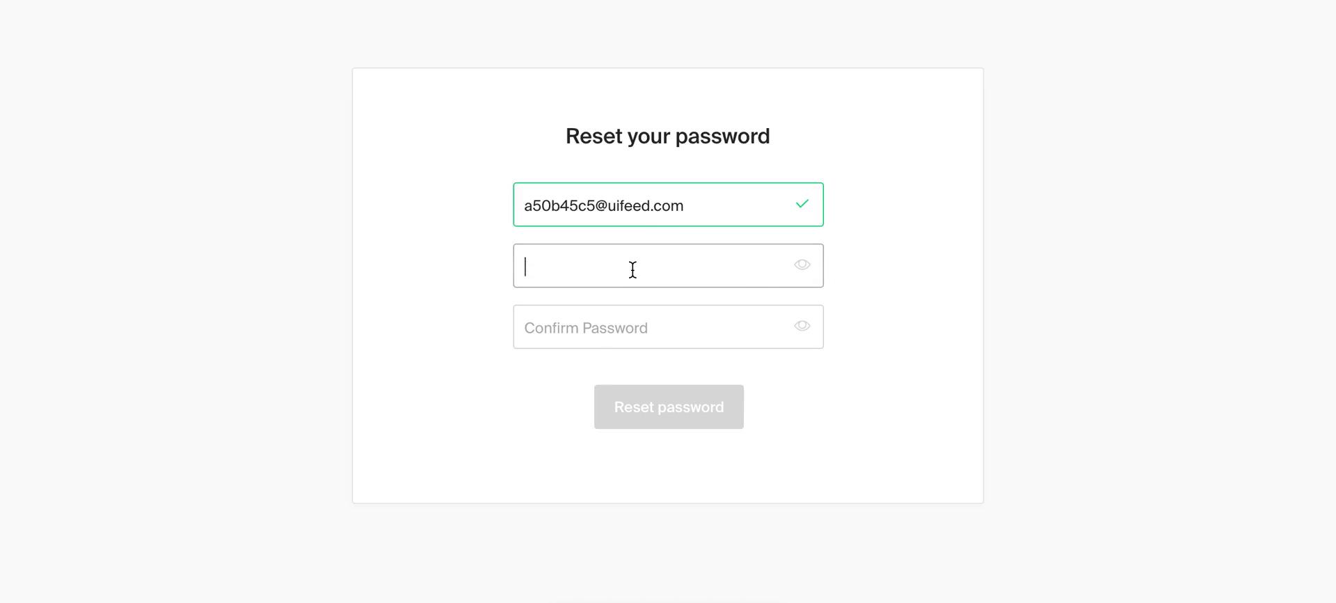 Password reset screenshot