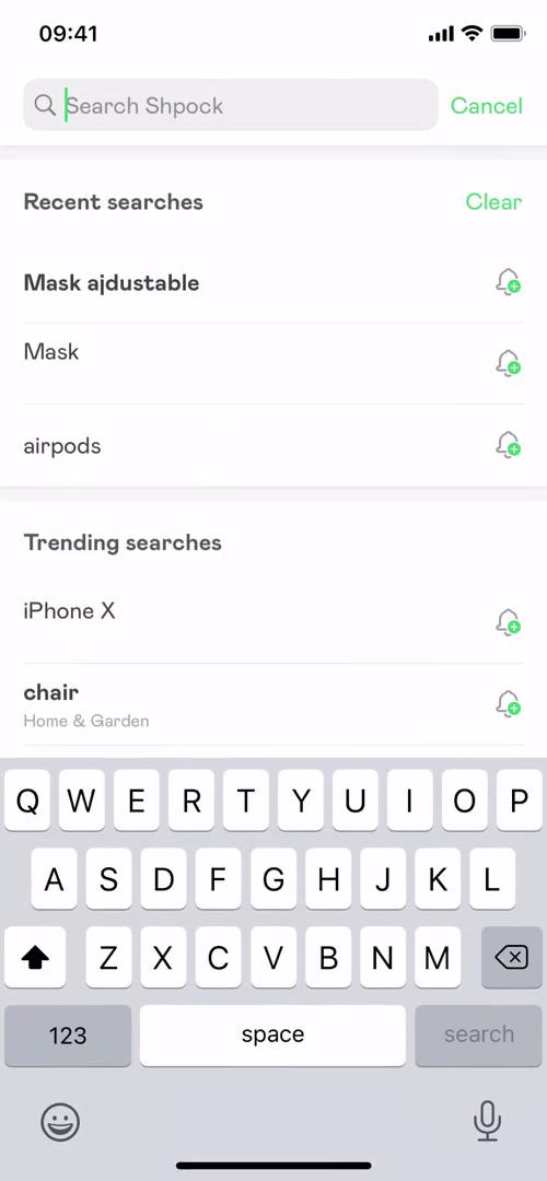 Screenshot of Search on Searching on Shpock user flow