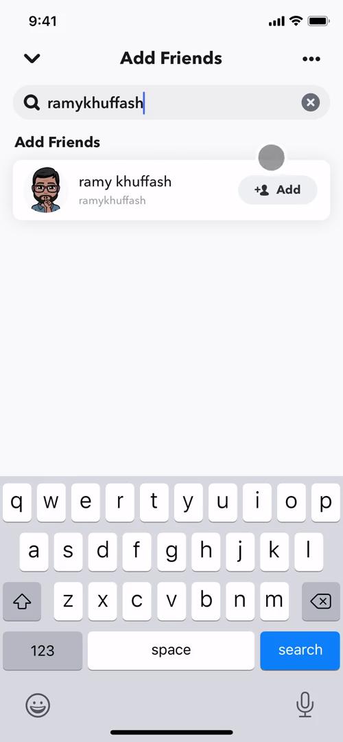 Adding a friend screenshot