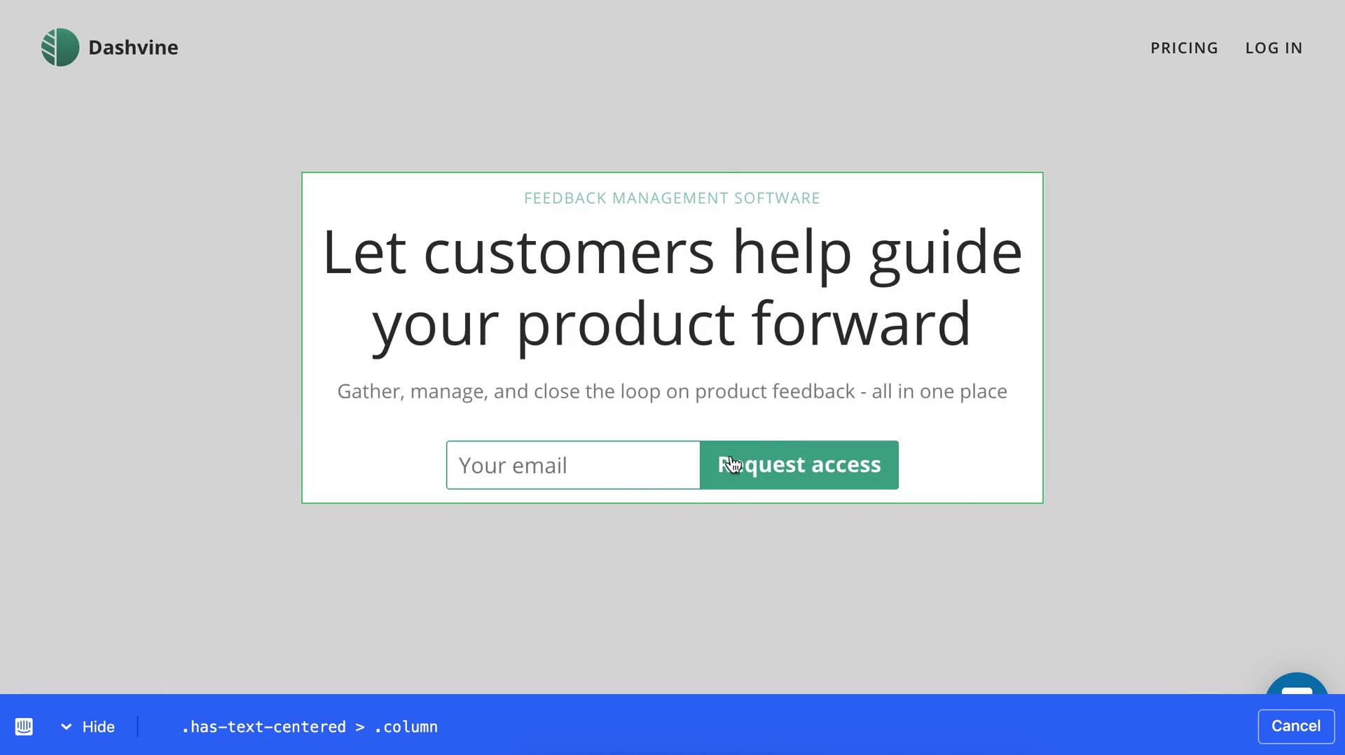 Creating a product tour screenshot