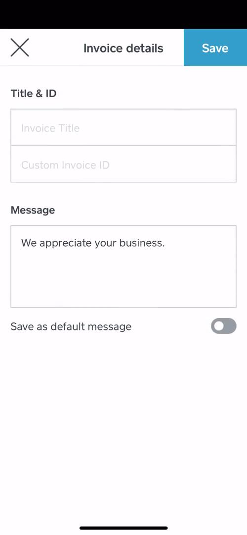 Creating an invoice screenshot