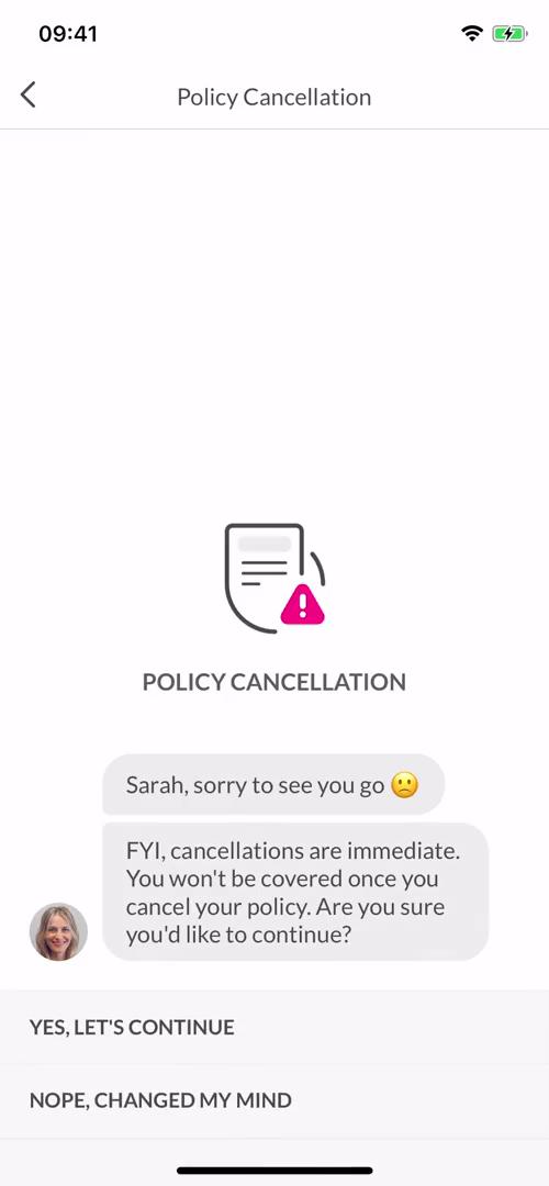 Cancelling your policy screenshot