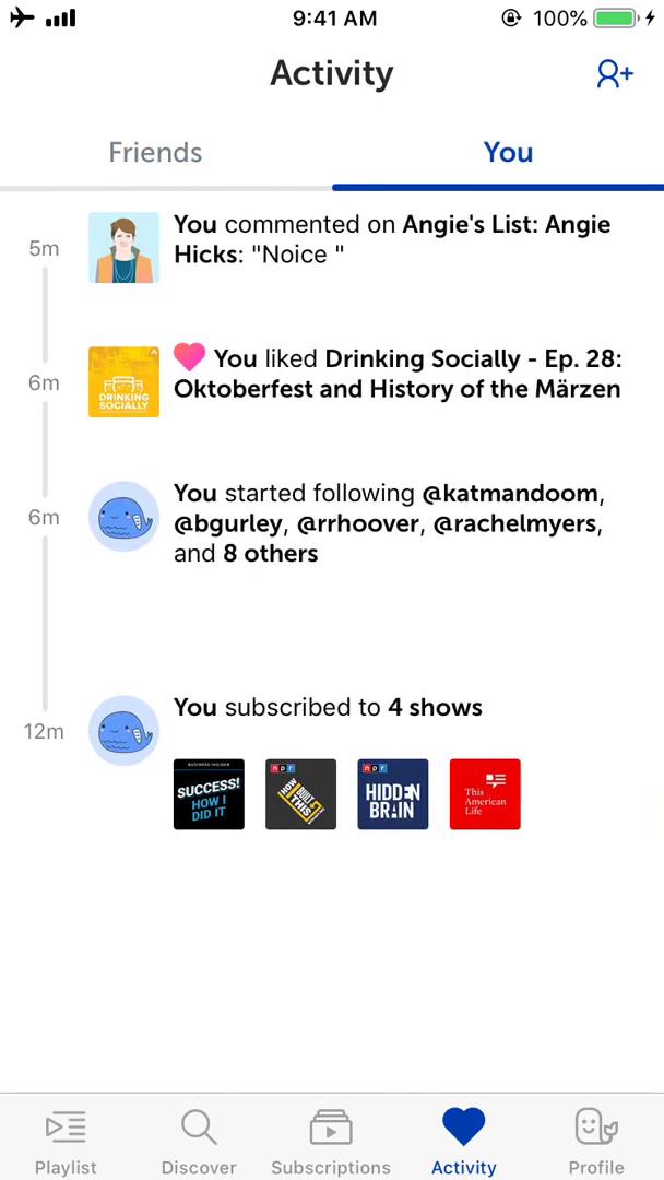 Activity feed screenshot