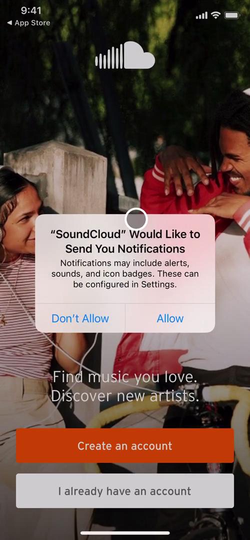 SoundCloud enable notifications screenshot
