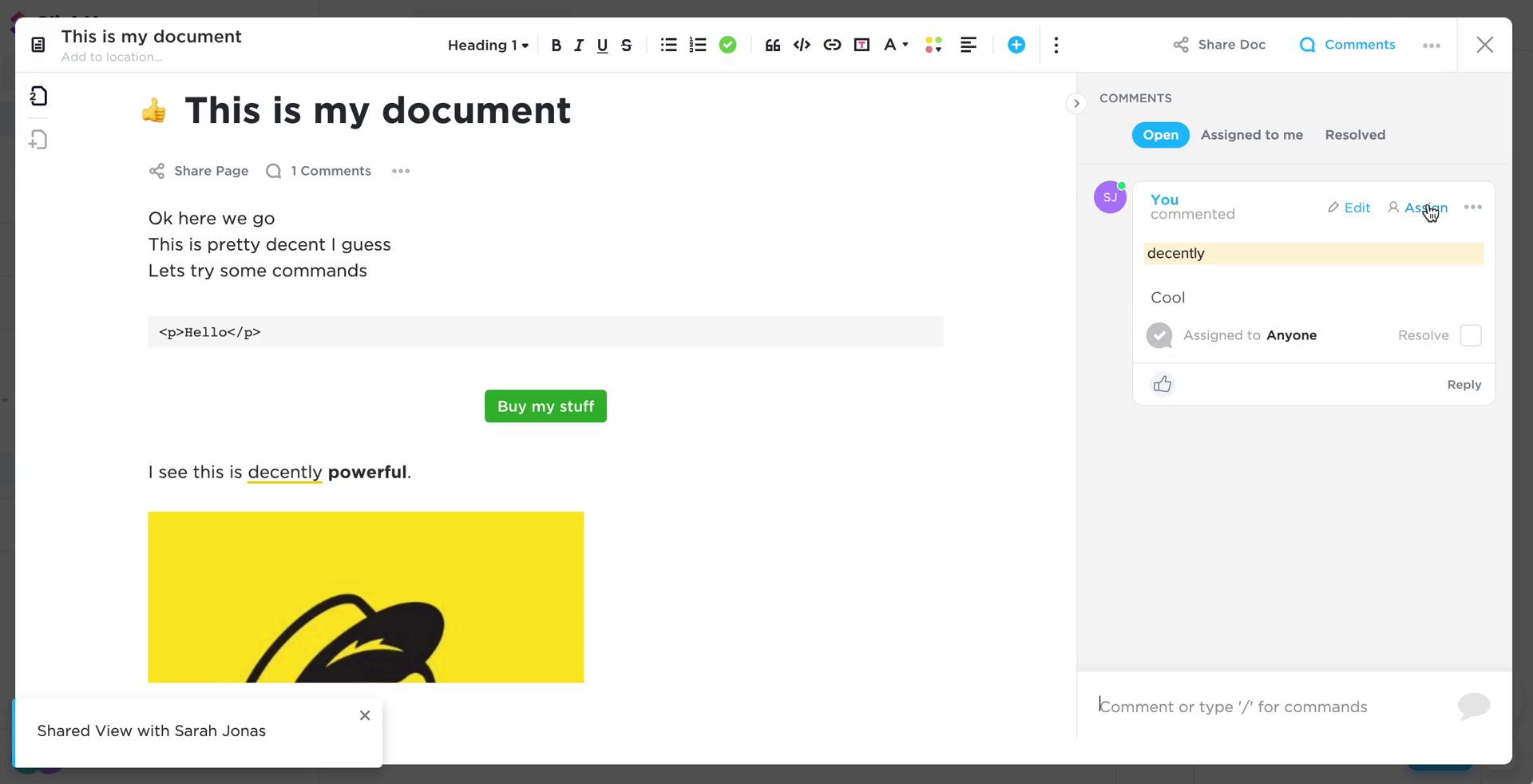 Creating a document screenshot