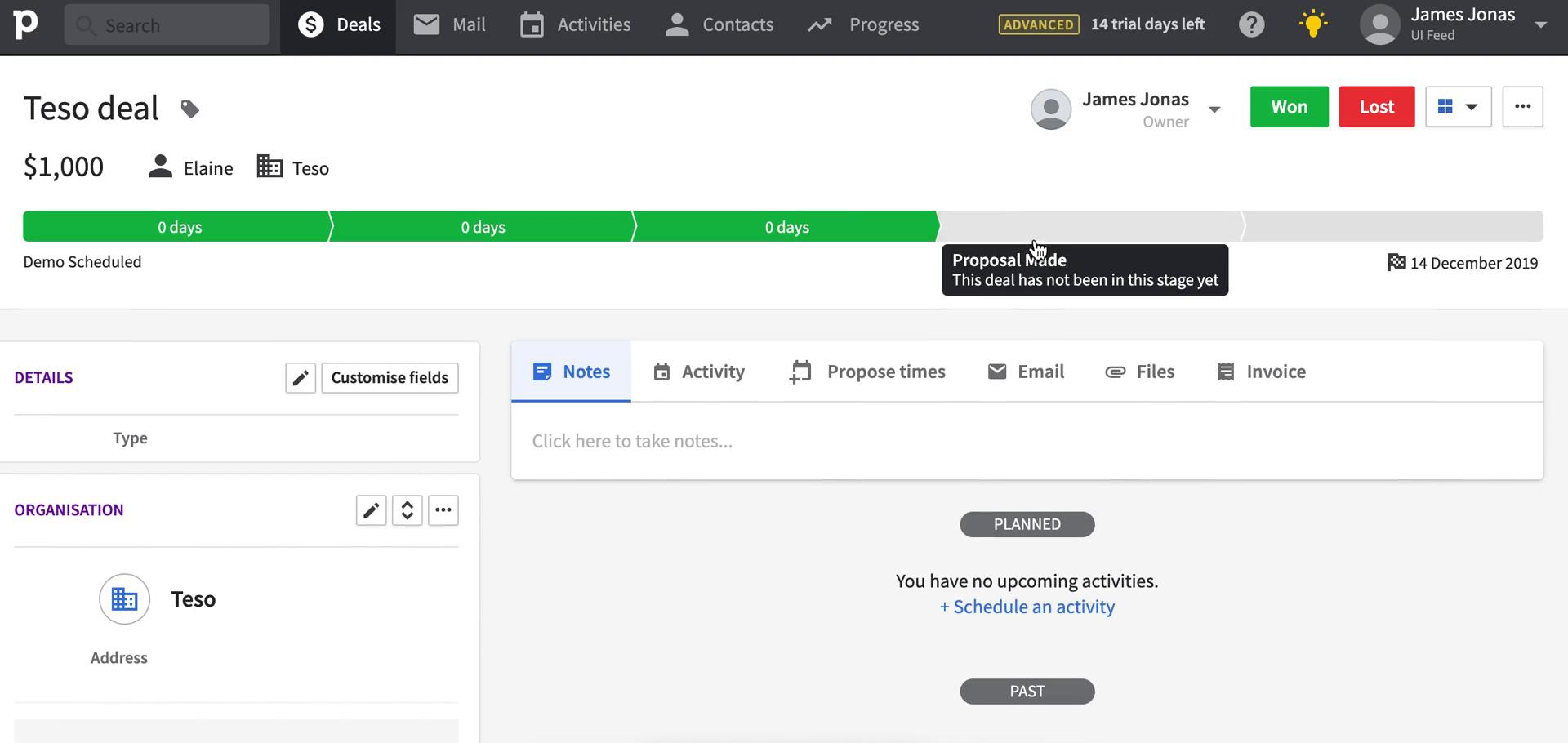 CRM screenshot