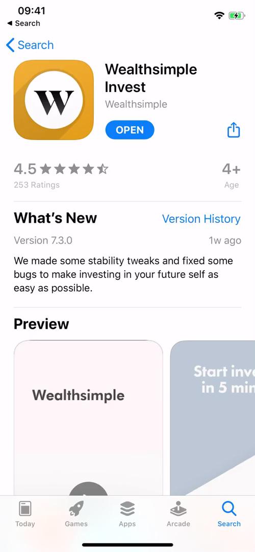 Wealthsimple app store listing screenshot