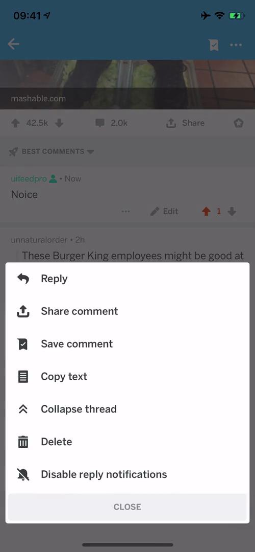 Commenting screenshot