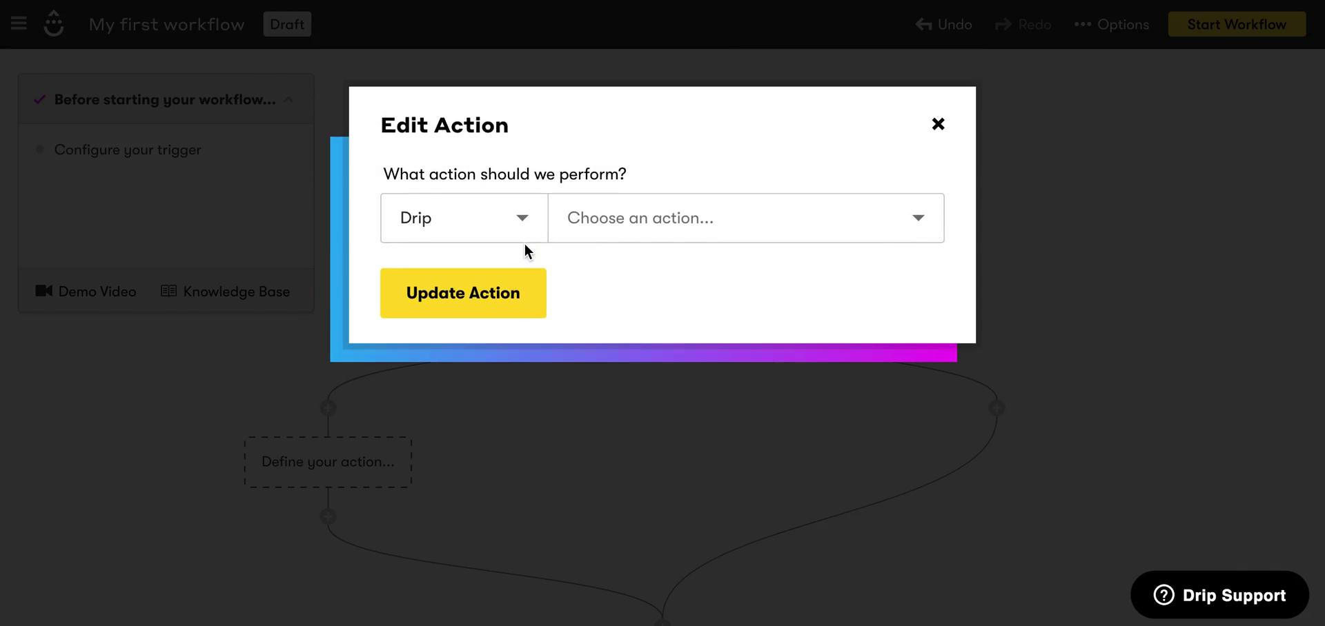 Creating an automation workflow screenshot