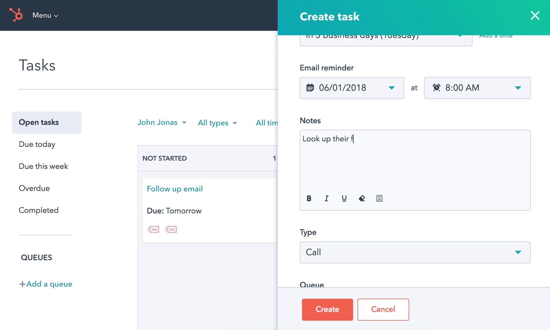 Creating a task screenshot