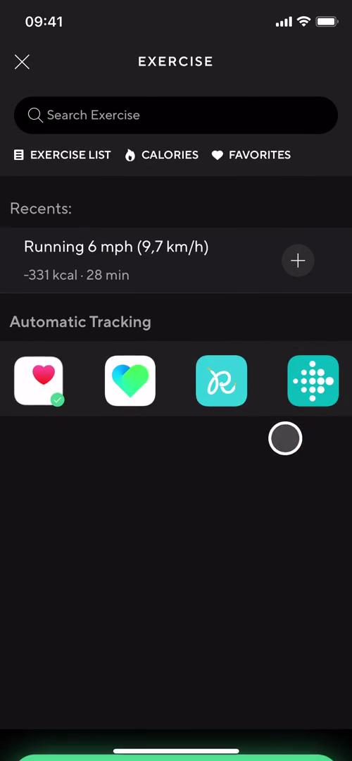 Tracking activity screenshot