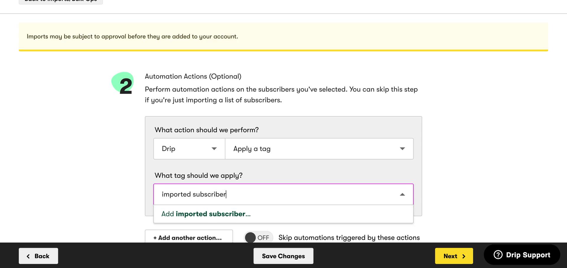 CSV import screenshot