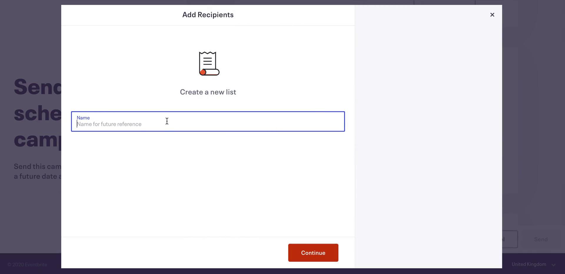 Creating an email campaign screenshot