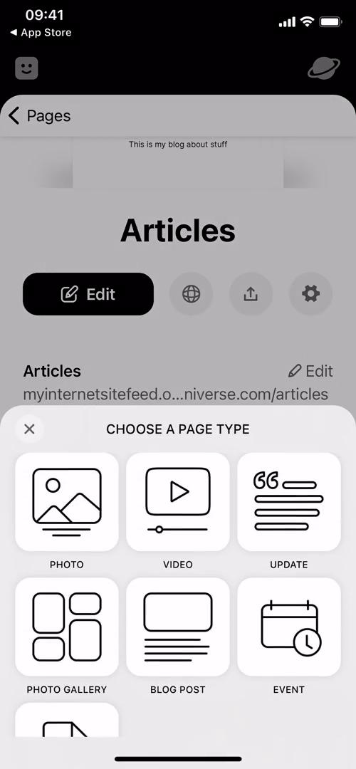 Select page type video thumbnail