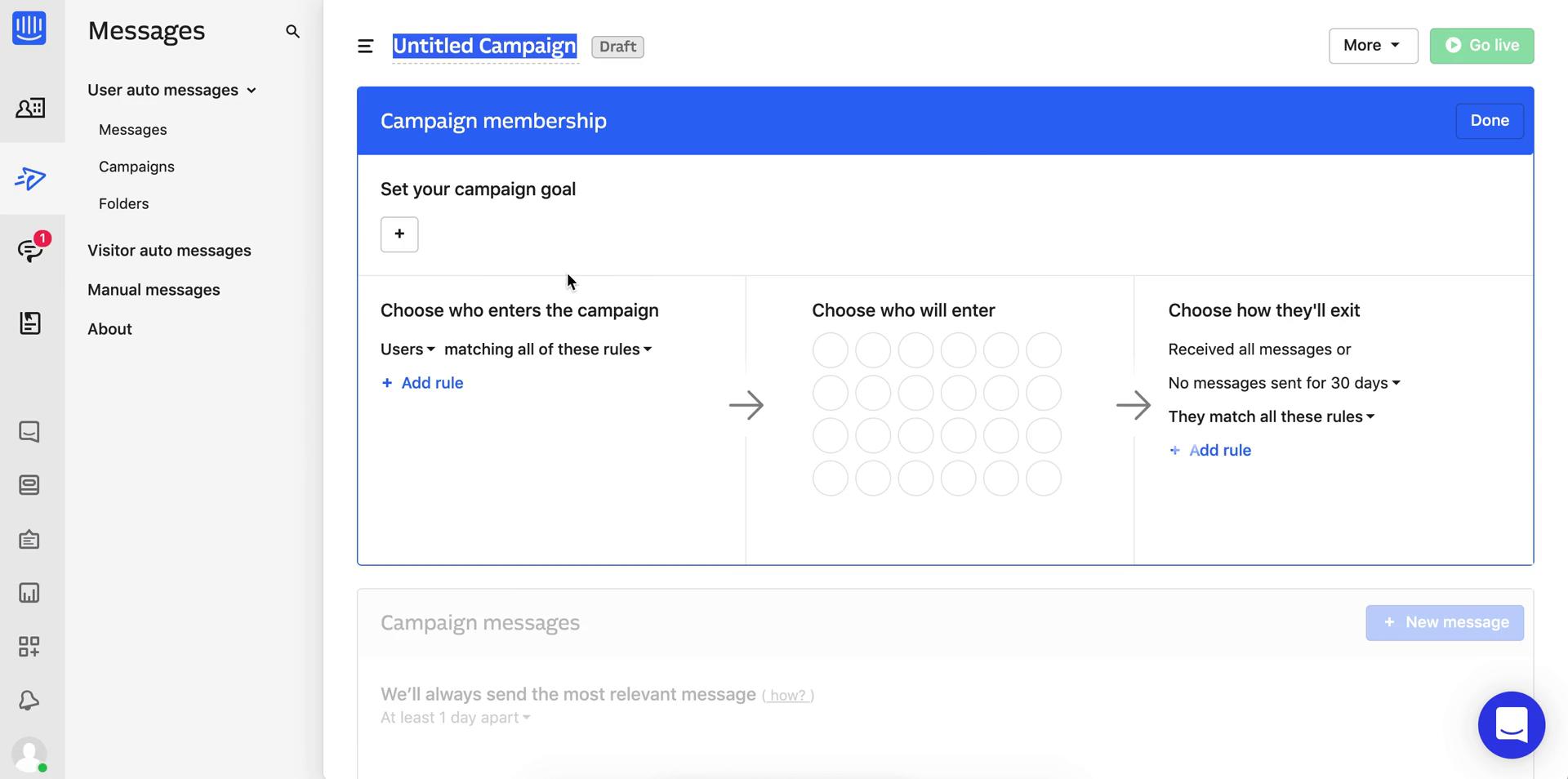 Creating an email campaign screenshot