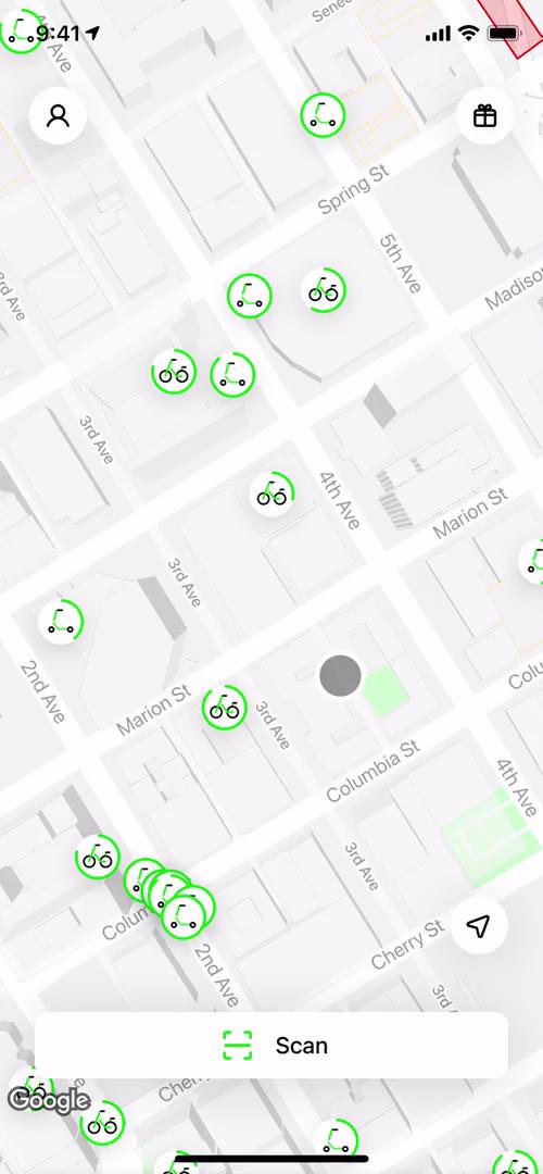 Screenshot of Map on Promo codes on Lime user flow