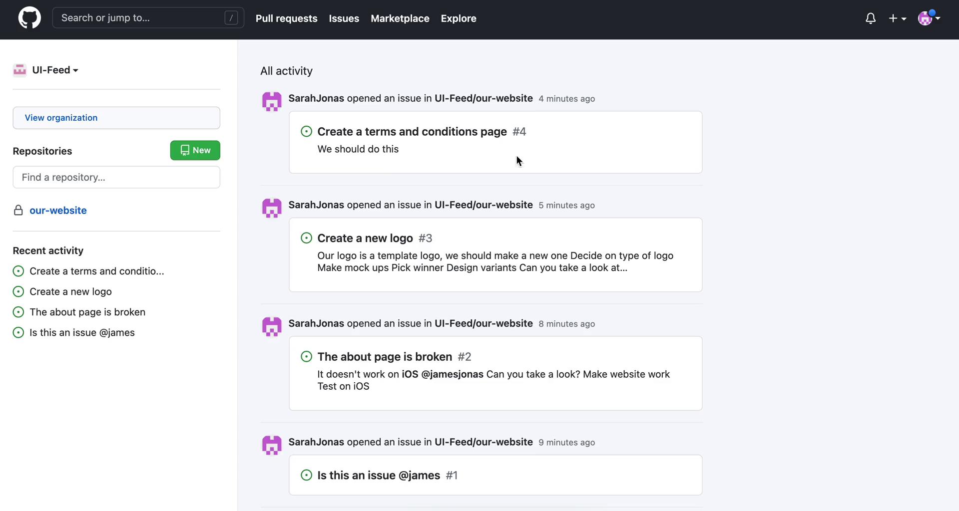Screenshot of Home on General browsing on GitHub user flow