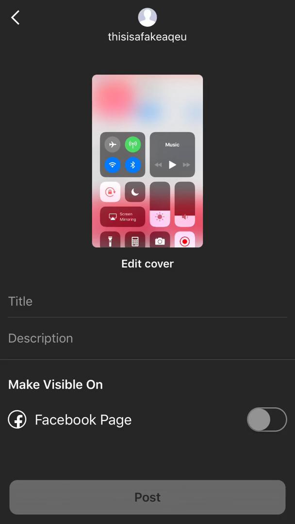 Sharing a video on IGTV video thumbnail