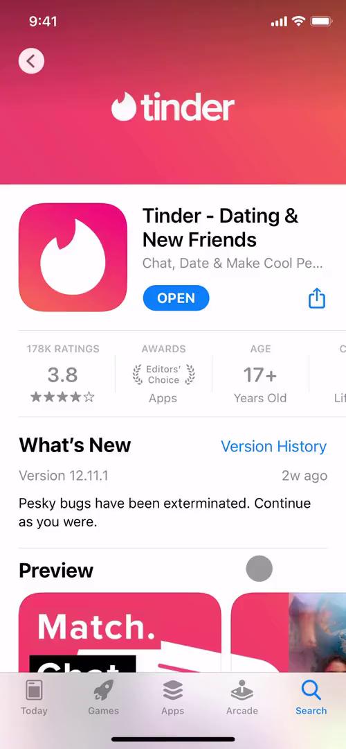 Tinder app store listing screenshot