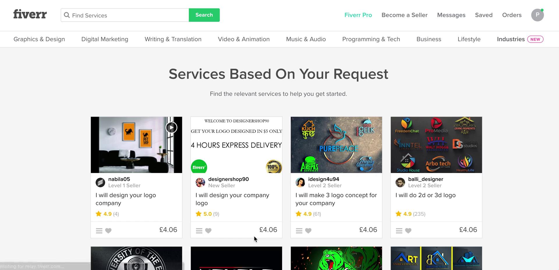 Requesting a service screenshot