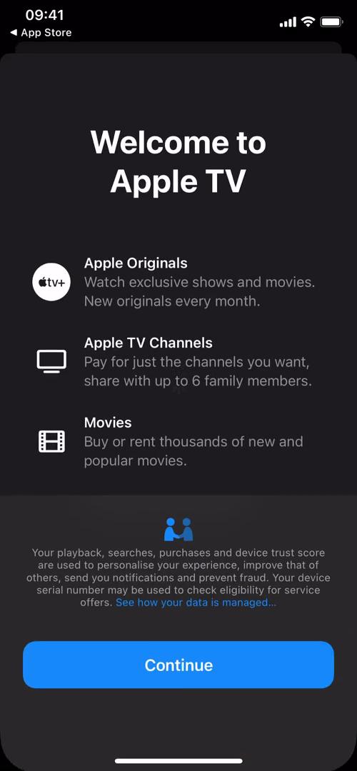 Apple TV welcome screenshot
