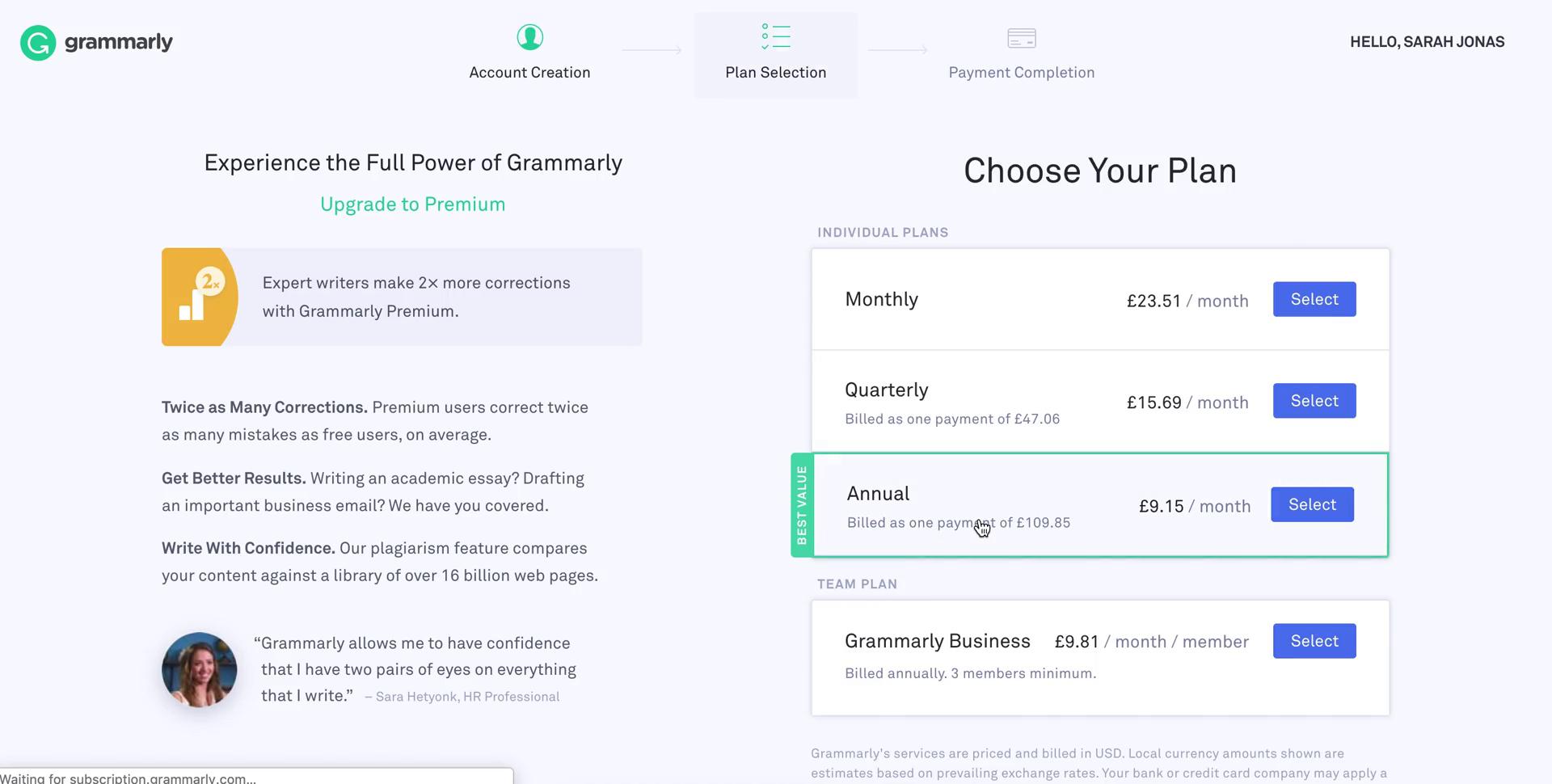 Upgrading your account on Grammarly video thumbnail