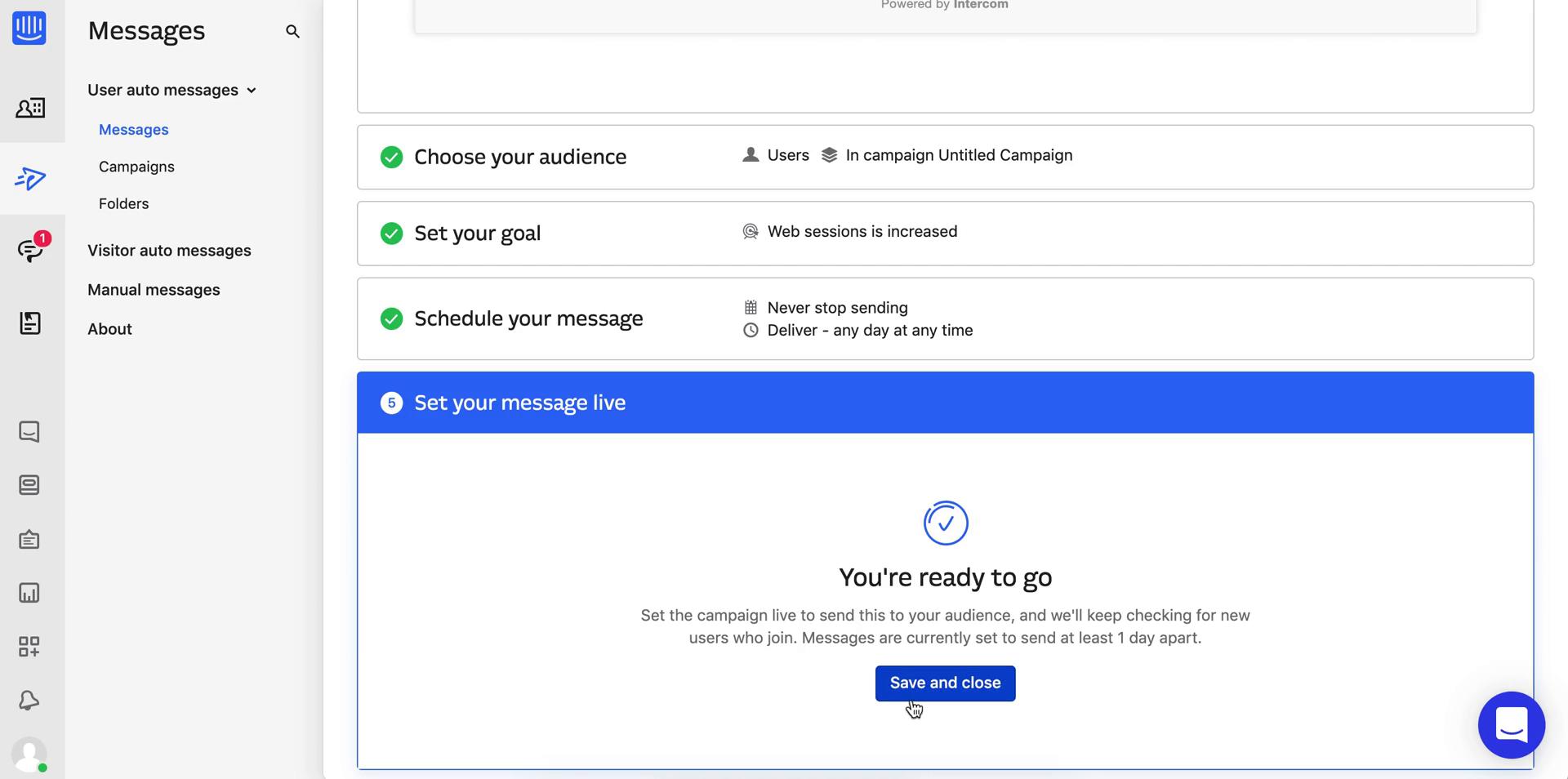 Creating an email campaign screenshot