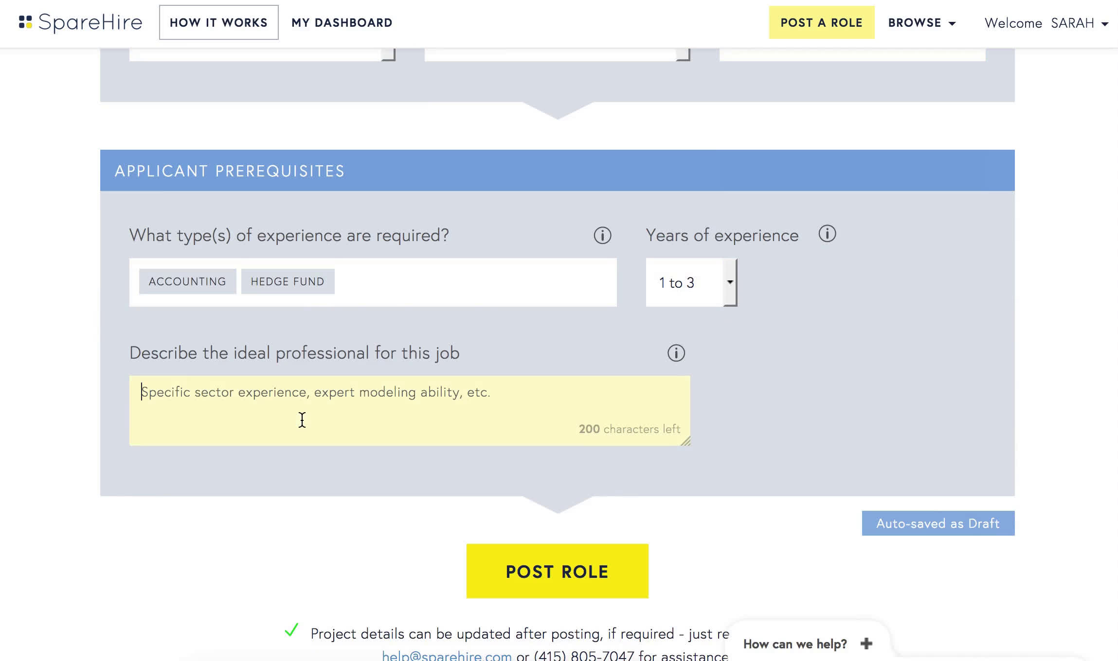 Applying as a company screenshot