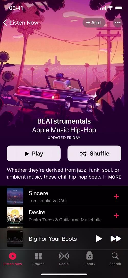 Screenshot of Playlist on Discovering content on Apple Music user flow