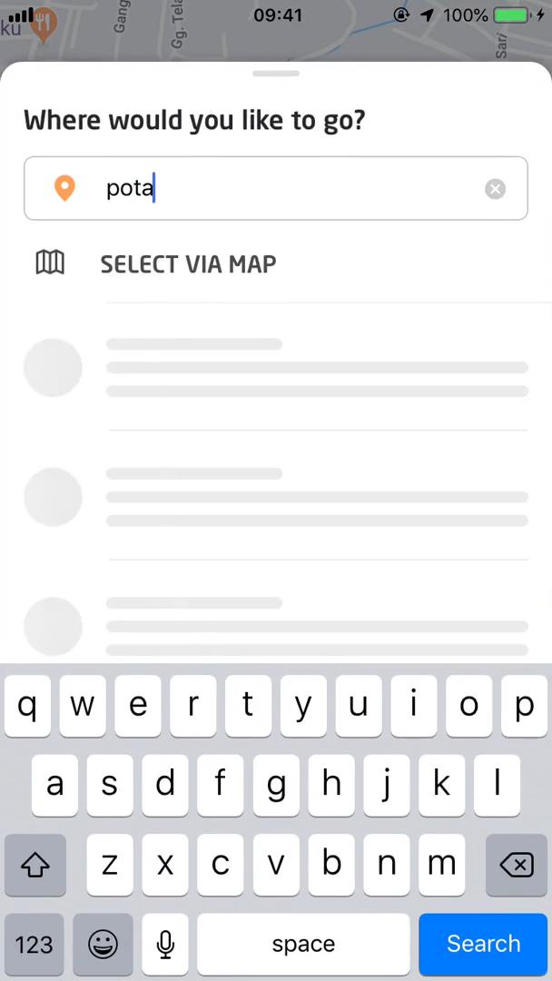 Screenshot of Set location on Booking transport on Go-Jek user flow