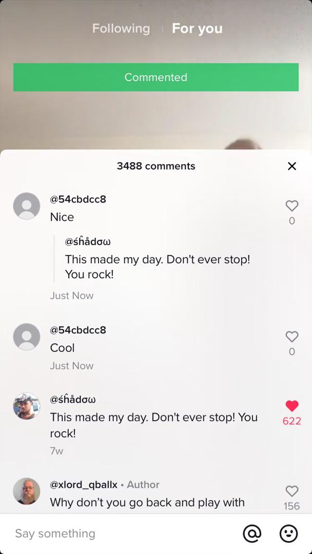 Commenting on TikTok video thumbnail