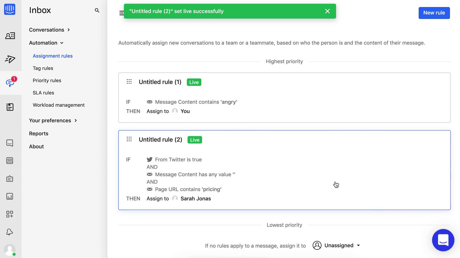 Creating an automation workflow screenshot