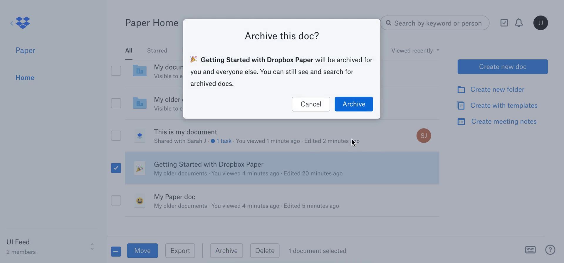 Managing files on Dropbox Paper video thumbnail