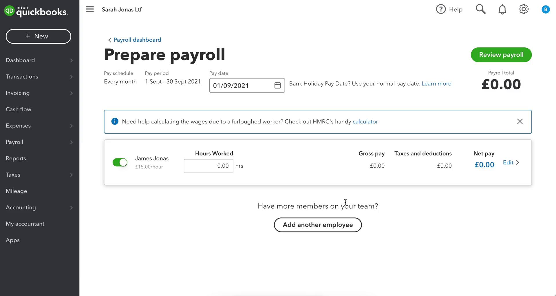 Managing payroll screenshot