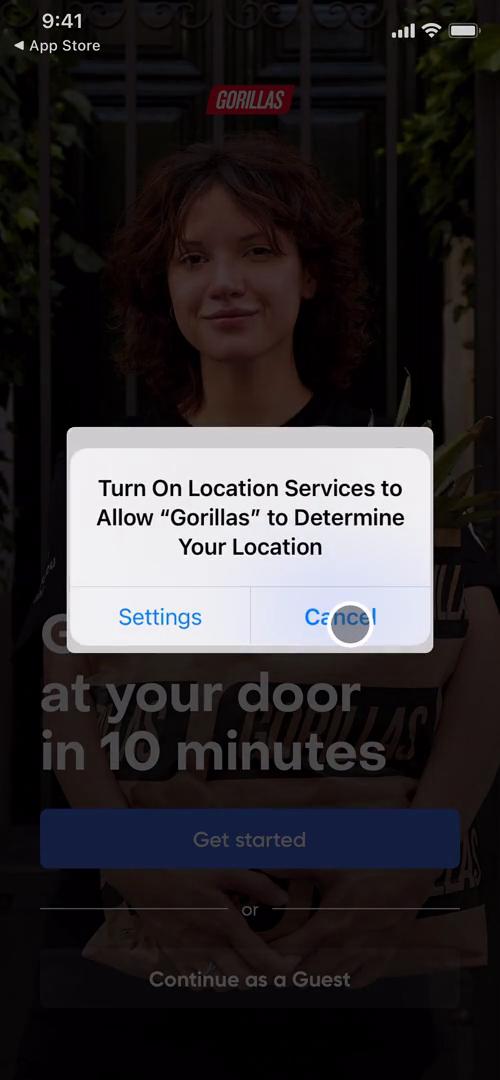 Gorillas enable location permissions screenshot