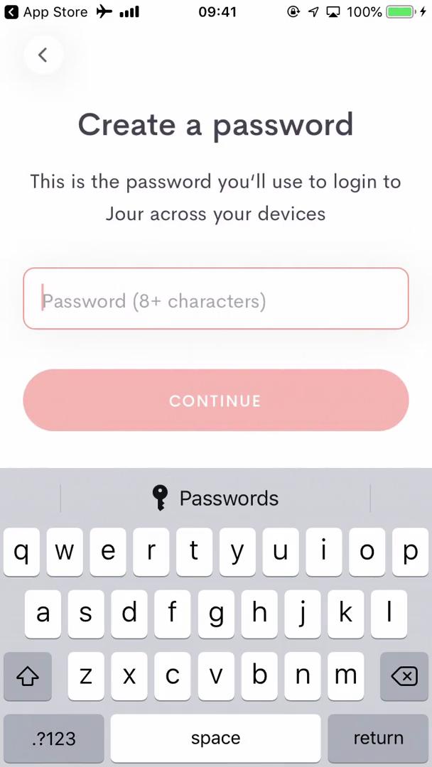 Jour set password screenshot