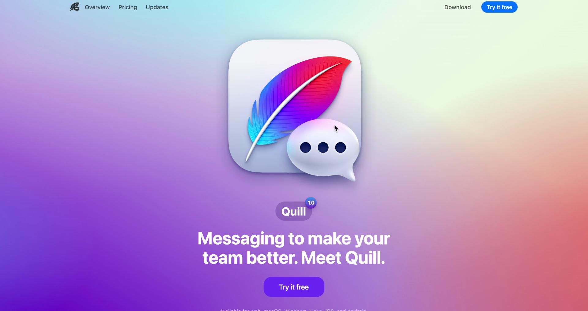 Screenshot of Homepage on Onboarding on Quill user flow