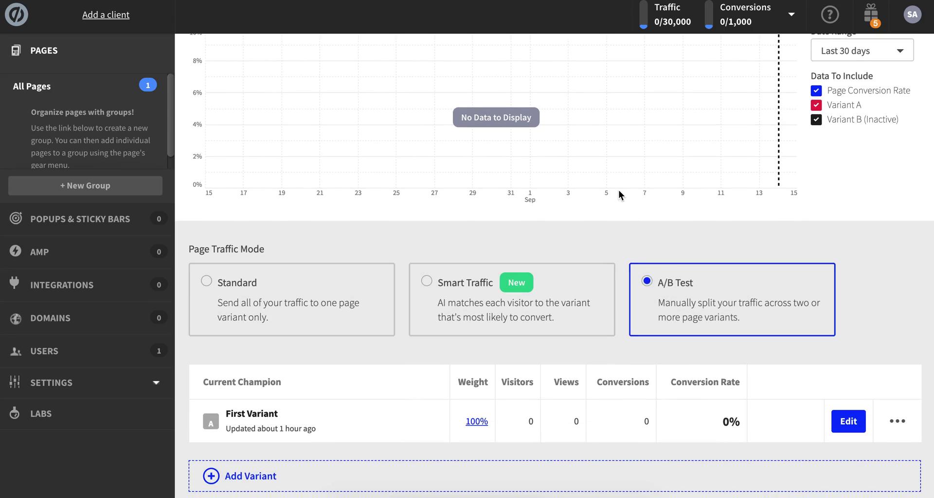 Split testing on Unbounce video thumbnail