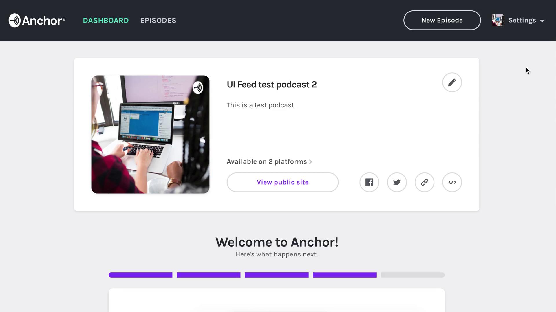 Screenshot of Dashboard on Deleting your account on Anchor user flow