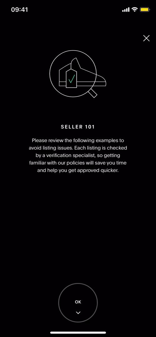 Becoming a seller screenshot