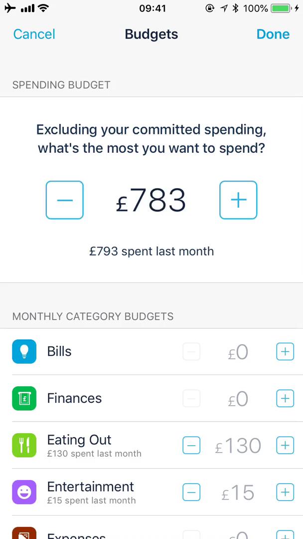 Screenshot of on Creating a budget on Monzo user flow